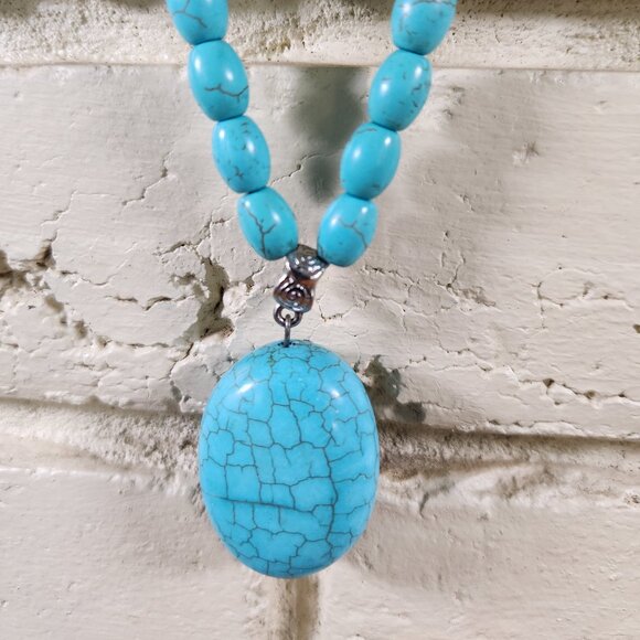 New Womens Beaded Natural Turquoise Necklace 16" - Picture 1 of 5